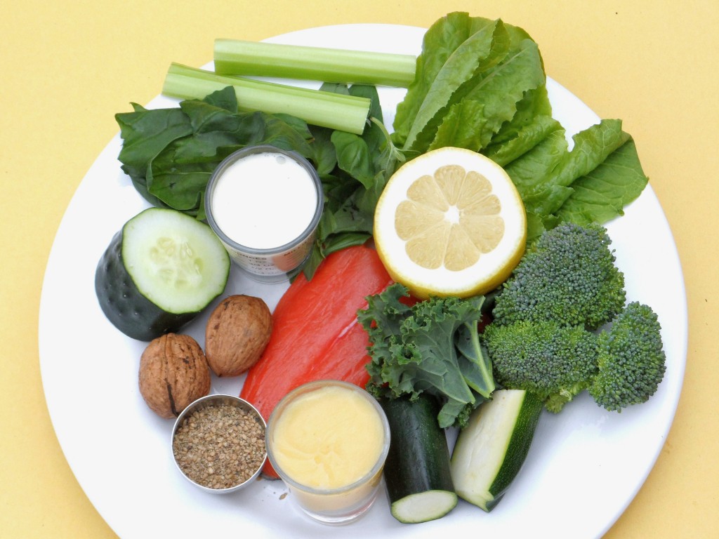 Photograph of raw ingredients of an ASEK fish meal 552 calories of which ~80% are calories derived from balanced fatty acids, ~16% are calories derived from specific proteins, and ~4% are calories derived from specific carbohydrates 